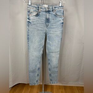 ZARA Women's Distressed Blue Skinny Hi Rise Jeans Sz 8